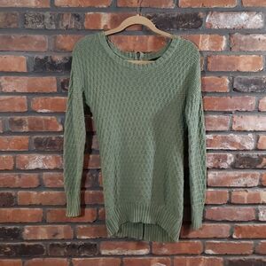 Kaisely Textured Zipper Back Scoop Neck Tunic Sweater Green Longline Women's M